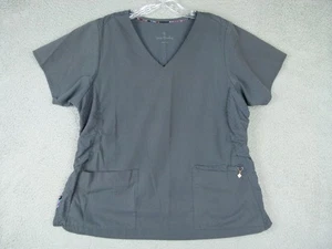 Vera Bradley Large Gray Medical V-Neck Scrub Top - Picture 1 of 6