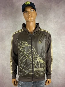 Adidas Originals Limited Track Jacket Hoodie Superstar Big Logo Brown Gold Sz M - Picture 1 of 6