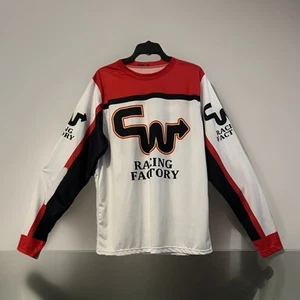 VINTAGE CW OLD SCHOOL BIKE JERSEY CLASSIC MED WHITE BMX JERSEY RACE BIKE SHIRT - Picture 1 of 6