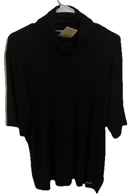 Michael Kors Top Blouse 2X Black Turtleneck Logo NEW Minimalist $58 Retail - Image 1 of 4