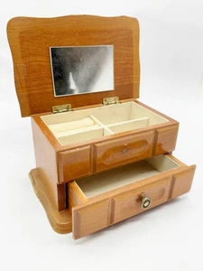 VINTAGE ALTE SCHMUCKSCHATULLE AUS HOLZ MIT AUSZUG - Bild 1 von 14