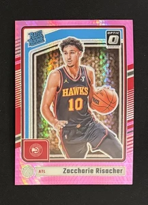 2024-25 Donruss Optic Zaccharie Risacher Rated Rookie Hyper Pink Holo Prizm RC - Picture 1 of 2