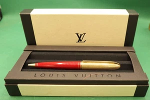 Vintage Louis Vuitton Dock Lacquer Twisted Ballpoint Pen Penna a Sfera Rosso Oro - Imagen 1 de 10
