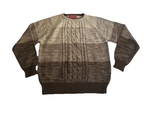 Chartwell Sweater Men's Medium Long Sleeve Brown Cable Knit Casual Acrylic - Picture 1 of 12