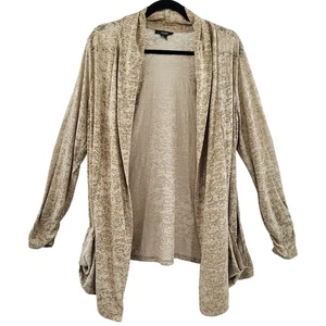 Alfani Woman Beige Tan Open Front Long-sleeved Draped Cardigan Women's Size OX - Picture 1 of 6