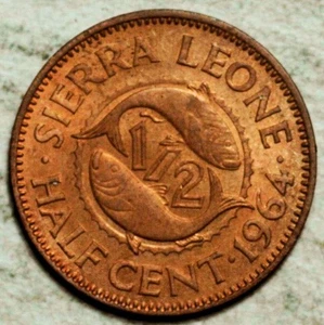 1964 SIERRA LEONE 1/2 CENT (UNC) - Picture 1 of 2