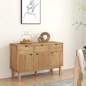 Solid Wood Pine Sideboard Wooden Highboard Home Organiser Multi Colours vidaXL - Picture 1 of 27