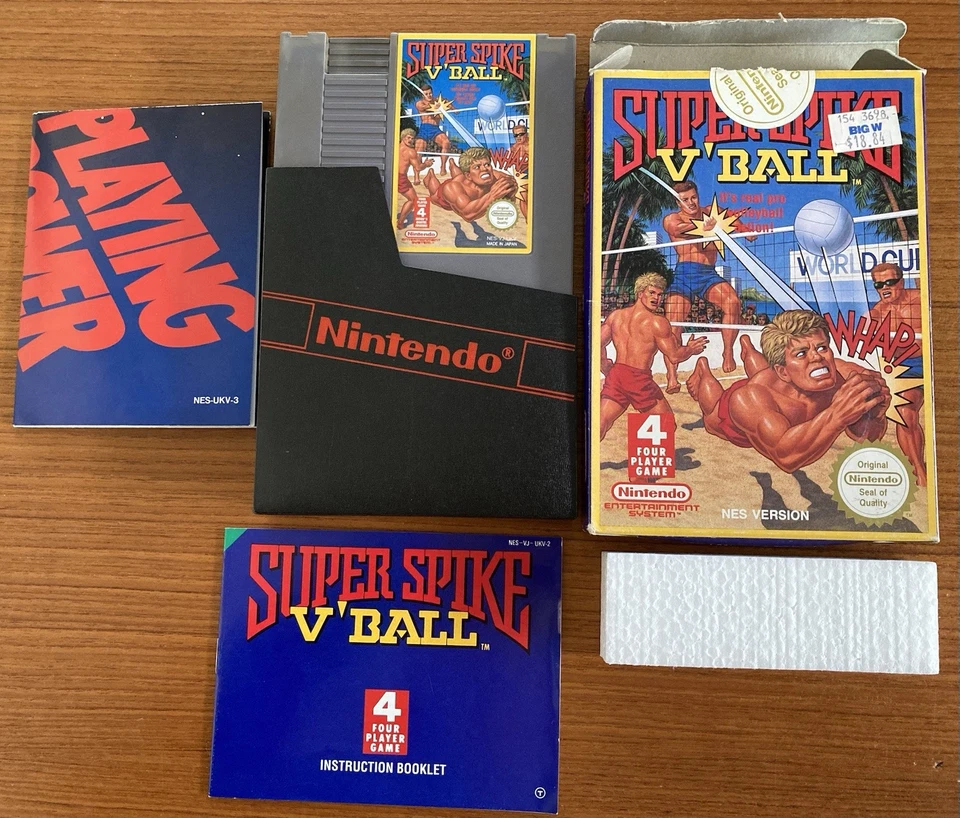 NES ~ SUPER SPIKE V'BALL ~ Nintendo NES-VJ-UKV Cart Sleeve Inst Poster Box Pal - Image 1 of 4