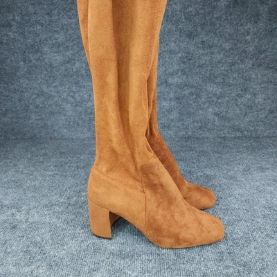 Jeffrey Campbell Boots Womens Size 8 Tan Over-The-Knee Thigh High Faux Suede Zip - Image 1 of 4