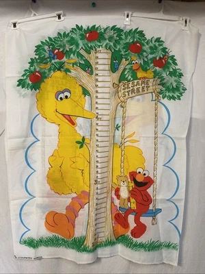 Vintage Sesame Street Fabric Panel Growth Chart Big Bird Elmo Tree 36” X 45”. - Image 1 of 4