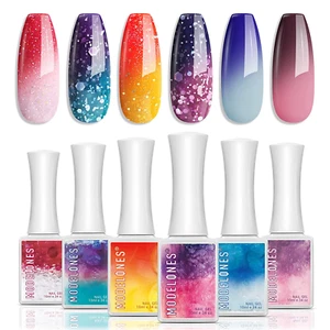 Modelones Color Changing Gel Nail Polish - 6 Colors 10Ml Pink Glitter Blue Purpl - Picture 1 of 12