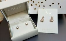 New HUSH Jewels Gold & Zirconia Sterling Silver Drop Stud Earrings Ladies Gift