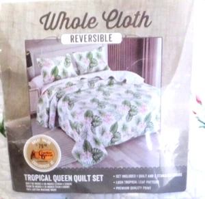 Tropical Queen Quilt FLOWERS BRAND NEW Cracker Barrel 2 Shams 90"x90 REVERSIBLE - Picture 1 of 13
