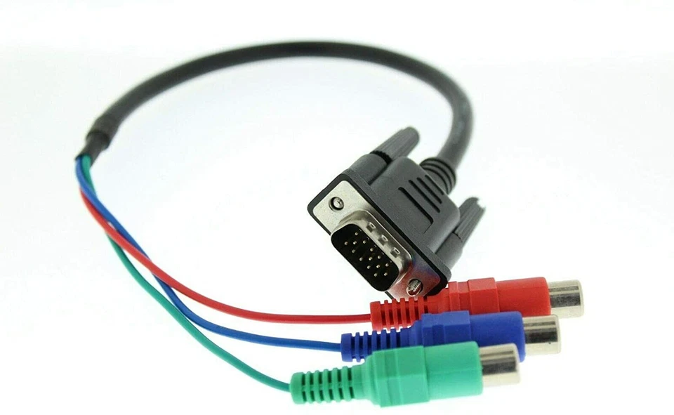 0.15m  VGA Male  14 pin to 3 Female phono RGB SVGA  PC Laptop CABLE / LEAD - Image 1 of 1