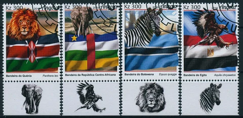 Angola 2019 CTO Wild Animals & African Flags Stamps Elephants Lions Zebra 4v Set Cover