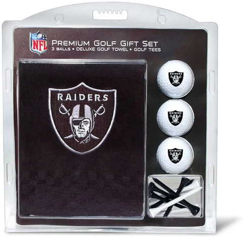 Raiders Las Vegas Oakland Regulation Size Golf Balls Tees Embroidered Towel Set Cover