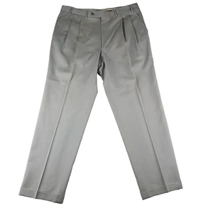 Canali Dress Pants Mens Gray 36 x 30.5 100% Wool Double Pleats Cuffed Leg Italy - Picture 1 of 19