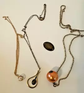 Vtg 1/20th 12k gold plated necklaces Chain Pendant Faux Pearl charm 4 pc - Picture 1 of 11