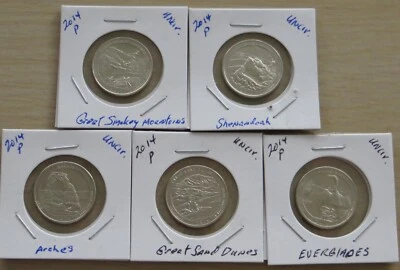 5-NP Quarters(8P16-20) G.S.Mountains, Shenandoad, Arches, G.S. Dunes, Everglades - Image 1 of 4