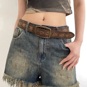 Druck Retro Gürtel Damen Boho Leder Schnalle Pin Taille Gürtel Bund Jeans Kleid - Bild 1 von 12