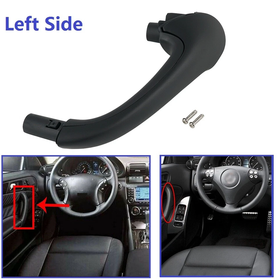 Tirador de puerta interior lateral izquierdo negro para Mercedes-Benz C240 C320 2003-2005 Foto 1 de 4