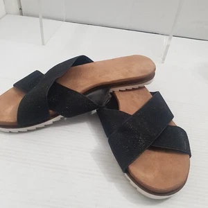 Nine West Black Glitter Slides Sz US 7.5 - Picture 1 of 8