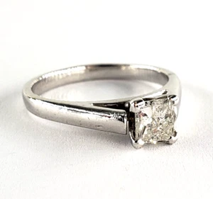 0.50 CT Natural Princess Cut Diamond Solitaire 14K White Gold Size 5 Engagement - Picture 1 of 9