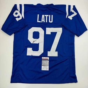 Autographed/Signed Laiatu Latu Indianapolis Blue Football Jersey JSA COA - Picture 1 of 4