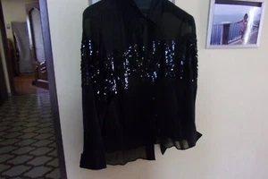 Elegantissimo completo nero pailettes seta pura Luisa Viola - Foto 1 di 10