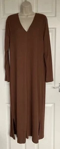 BNWT M&S Ladies Toffee Ribbed V-Neck Midi Column Dress: 14P, 14L, 16L, 18L & 20R - Picture 1 of 3