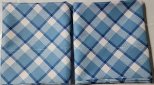 2 Blue & White Plaid Pillowases 100% polyester 20 X 30 Stan/queen - Picture 1 of 7