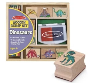 Set francobolli in legno dinosauro dinosauro Melissa & Doug nuovissimo regalo sigillato - Foto 1 di 5
