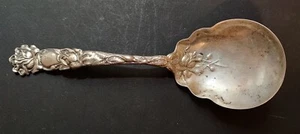 ALVIN BRIDAL ROSE SM CASSEROLE SALAD BERRY SERVING SPOON STERLING SILVER 7½" - Picture 1 of 3