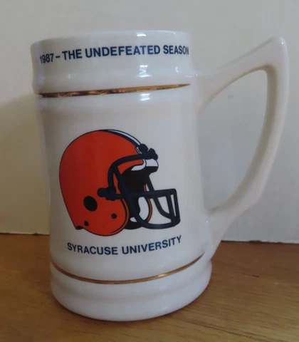 Original 1987 The Undefeated Season SYRACUSE UNIVERSITY 5.75 Ceramic Mug / Stein Cover