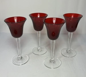 SET 4 herzlicher Aperitif oder Digestif Sherry Likör RUBINROT GLAS Stamm - Bild 1 von 9