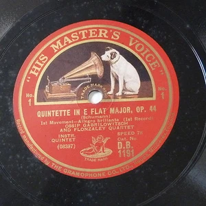 78rpm 12" OSSIP GABRILOWITSCH - FLONZALEY QTT schumann Eb quintette mvmnt 1 only - Bild 1 von 1