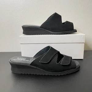 Spring Step Sandals Womens 9 EU 40 Black Comfort Shoes Wedge Adjustable Slide - Picture 1 of 6