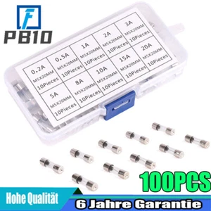 100X 5X20mm Glassicherung Feinsicherungen Sortiment Glas Sicherung Set 0,2A-20A - Bild 1 von 10