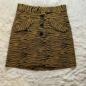 JOIE Sz 4 Skirt Zebra Skirt Pockets Mini Pencil Textured Animal Print Lined -J1 - Picture 1 of 5