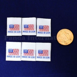 1000 Stck. GEWEBTE NÄHEN ETIKETTEN FLAGGE "MADE IN USA" in weiß, schneller Versand aus USA - Bild 1 von 3