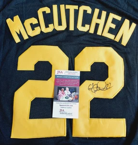 Andrew McCutchen Signed Pittsburgh Pirates Old School Jersey Size L JSA CERT - Picture 1 of 3