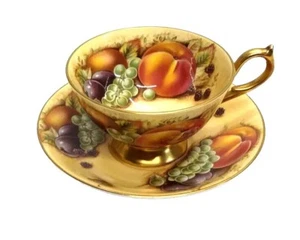 Vintage Aynsley Orchard Fruit Tea Cup and Saucer Set peach Plum Blueberry - Picture 1 of 11