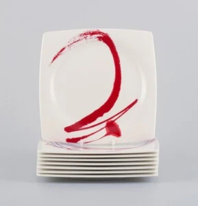 Paint It Red Collection - Red Vanilla, Royal Fine China, eight lunch plates - Picture 1 of 4