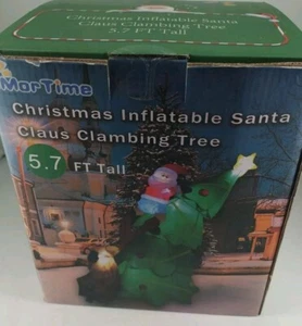 5.7' Inflatable Christmas Tree With Inflatable Santa Climbing NIB - Picture 1 of 5