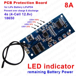 4S 8A 12.8V 14.4V LiFePO4 LiFe Battery PCM Protection Board BMS w/ LED Capacity - Picture 1 of 3