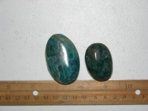 Blue Apatite 2 palm stones both sides all natural Madagascar W38 - Picture 1 of 2