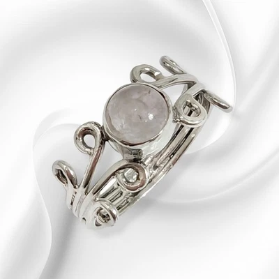 Solid 925 Sterling Silver Women Ring With Authentic Rose Quartz/Gift Box  - Image 1 of 4