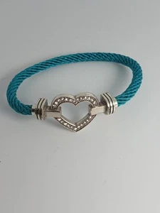 Brighton Rhinestone Heart Color Turquoise Cord Bracelet 7" length - Picture 1 of 12