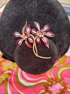 Vintage VENDOME große 4" floral emaillierte Anstecknadel... eine Schönheit! - Bild 1 von 10