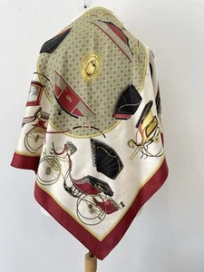 Hermès Paris Silk Scarf "Voitures à Transformation" Carriage Red Hand Rolled#A12 - Picture 1 of 10
